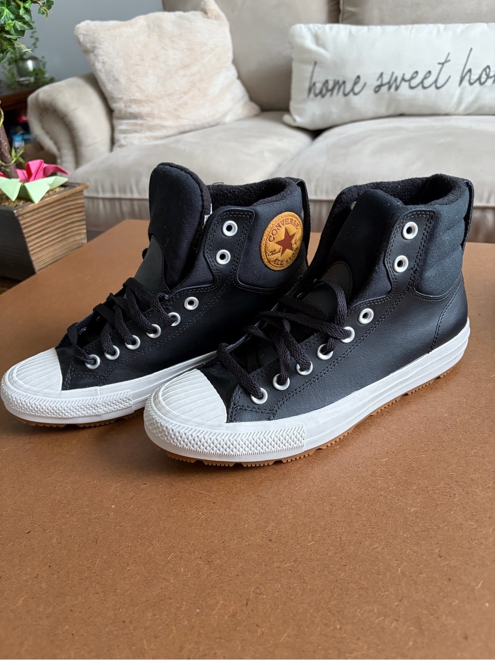 Converse Black High-Top Sneakers with White Toe